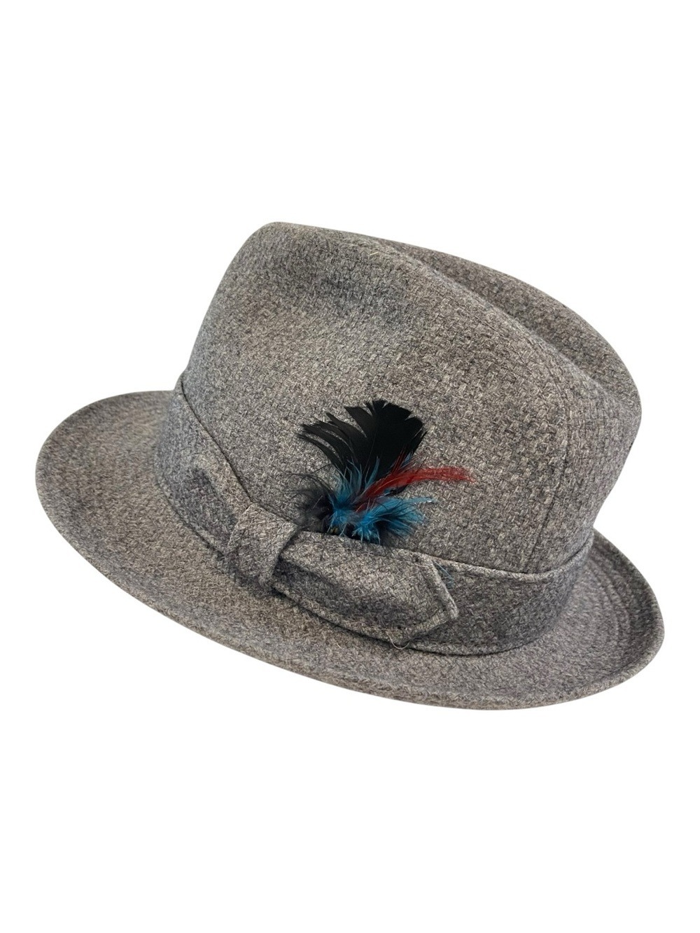 Stetson Mallory Gray Fedora Hat Vintage Men’s Size 56 US 7 Classic Feather Felt